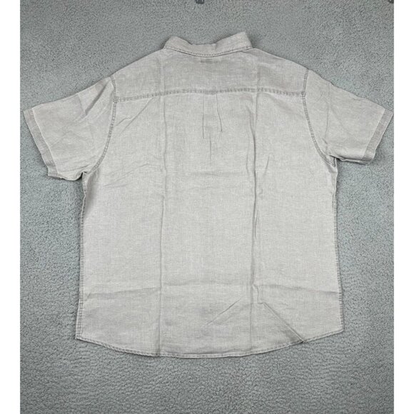 Carbon 2 Cobalt Mens Button Up Linen Shirt XL Gray Short Sleeve Pocket Beach - Picture 2 of 9